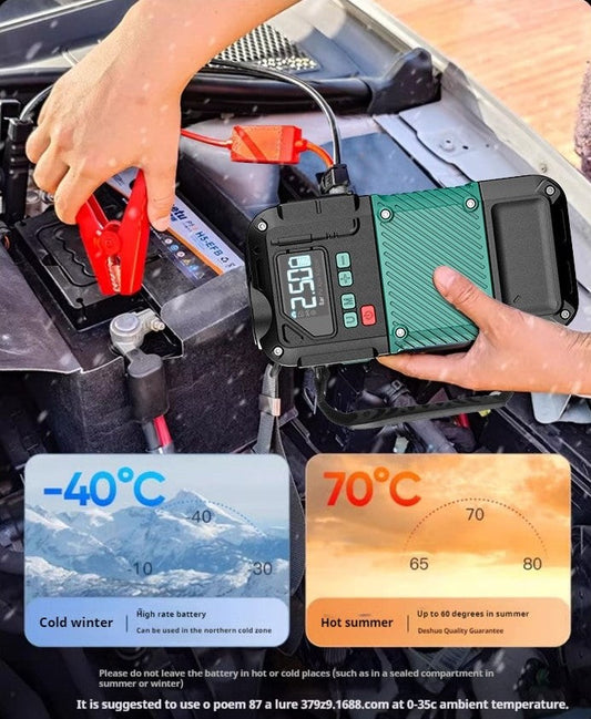 Best-selling portable multi-function best 12V car battery jump starter with air compressor pump tyre inflator power bank station pack kit