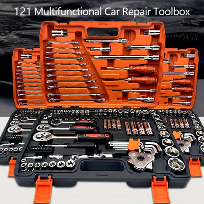121-Piece Socket Wrench Set Chrome Vanadium Steel Home Use Ratchet Wrench Auto Repair Tool Multi-Function Screwdriver Bits