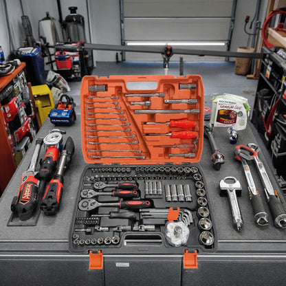 121-Piece Socket Wrench Set Chrome Vanadium Steel Home Use Ratchet Wrench Auto Repair Tool Multi-Function Screwdriver Bits